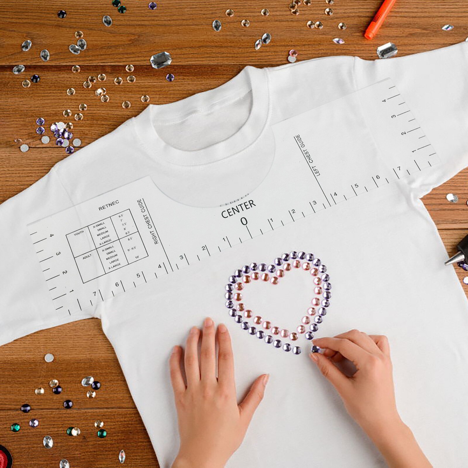 T Shirt Alignment Tool T-Shirt Placement Graphic Guide Tough UV Printed Easy To Carry Two Size Acrylic Tshirt Ruler