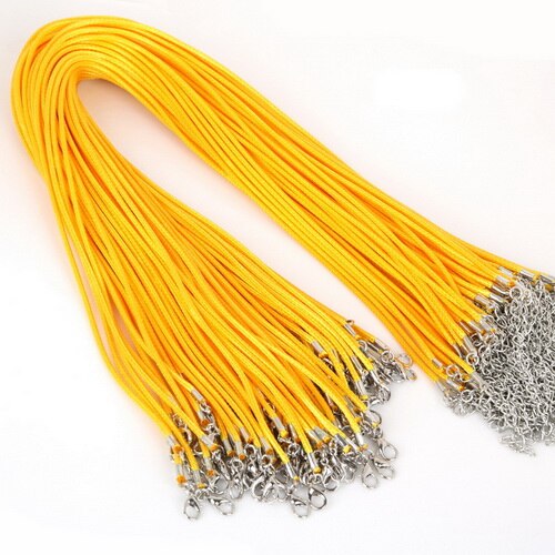 10 sztuk/partia 2MM średnica woskowany przewód nylonowy skórzany regulowany pleciona lina naszyjnik i bransoletki Charms ustalenia karabińczyk...: Yellow