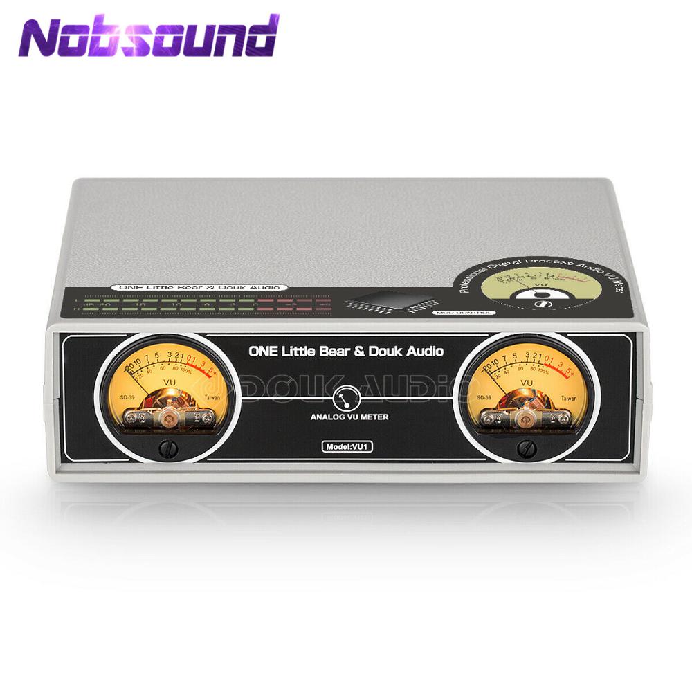 Nobsound mic+line dual analog vu meter musik db panel display stereo audio visualizer lydniveauindikator til effektforstærker