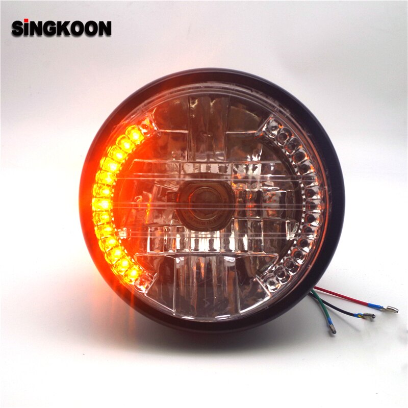7 " 12v amberkleurige motorfiets cafe racer koplamp koplamp moto led richtingaanwijzer voor honda kawasaki suzuki hyosung ktm yamaha