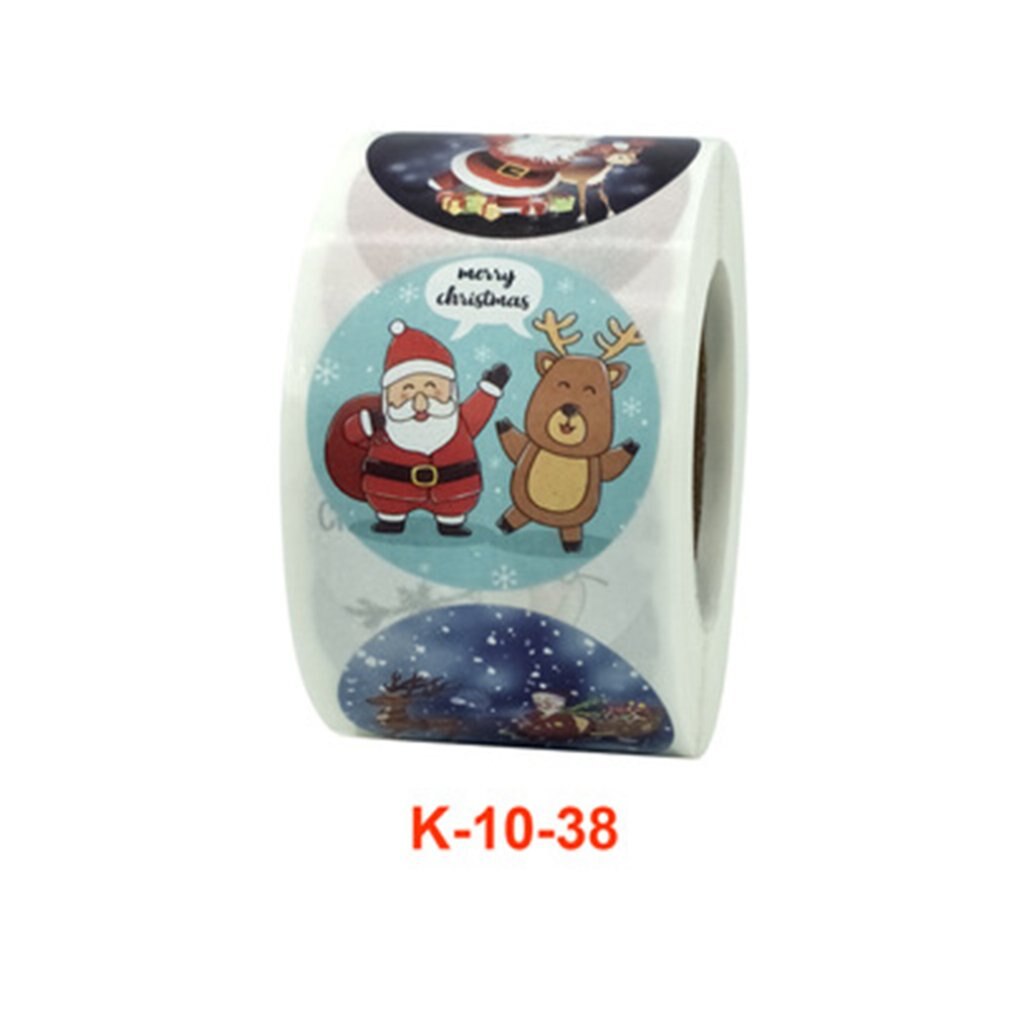 Roll Christmas Sticker Lable With Santa Cartoon Character Envelope Seal Copper Decoration Sticker