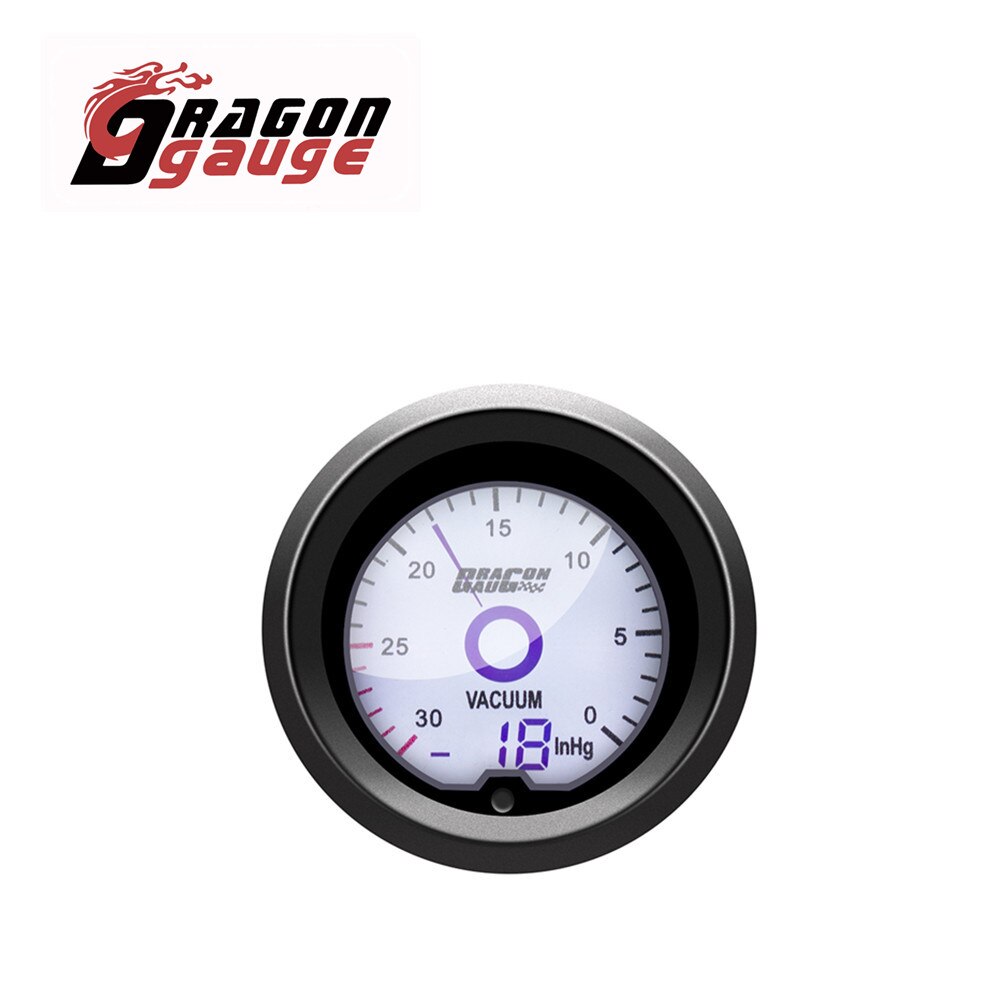 DRAGON GAUGE 52mm Tachometer Voltmeter Boost Vacuum Water Temp Oil Temp Oil Press Air Fuel Ratio EGT Gauge LCD Gauge for 12V Car: Vacuum Gauge