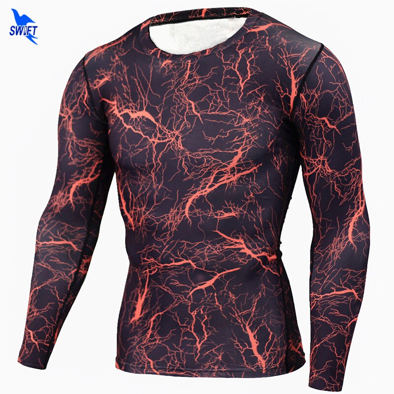 Kompressionströjor för män mma rashguard snabbtorkande fitness långa ärmar baslager hudtight styrkelyft stretch t-shirts homme