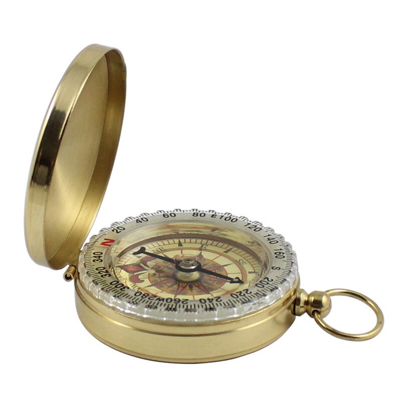 Camping Wandelen Pocket Messing Gouden Horloge Kompas Met Lichtgevende Draagbare Kompas Navigatie Voor Outdoor Activiteiten