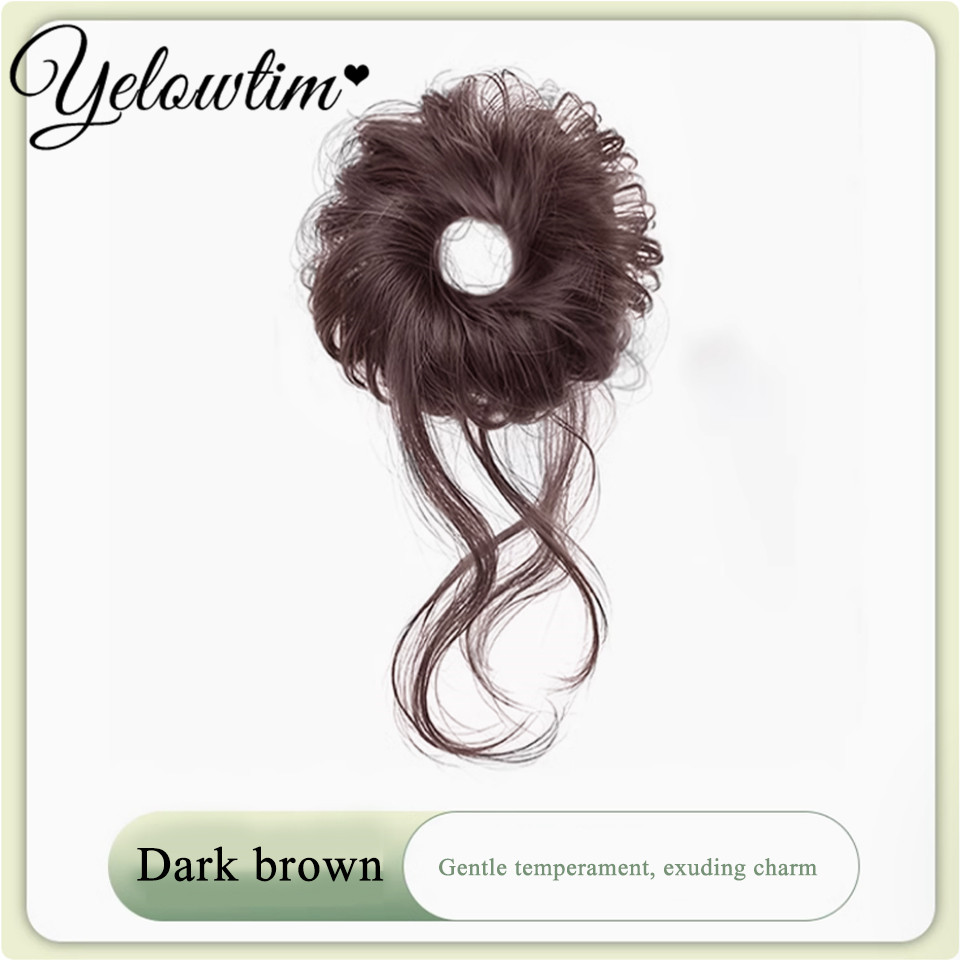 Coque pedaço de cabelo em linha reta chignon extensão mini faixa de borracha cabelo bun scrunchies sintético donut peruca acessório updo bun cabelo