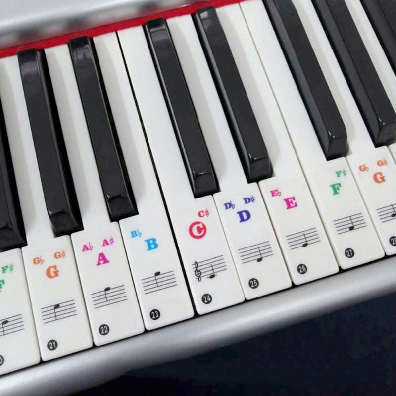 Autocollants de Piano de couleur pour 49/61/76/88 clavier clé couleur Piano lettre Notes autocollants clavier main rouleau Piano clavier