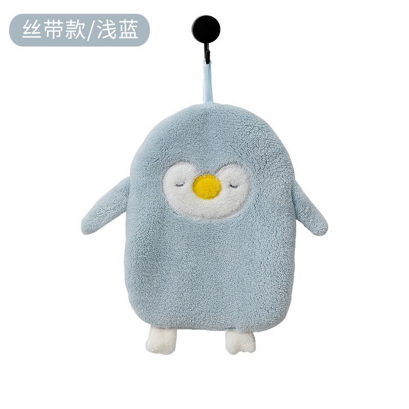 Chiffon de nettoyage mignon, dessin animé pingouin, serviette suspendue, nettoyage doux, molleton de corail, absorbant l&#39;eau, serviette de lavage de la vaisselle, cuisine: G