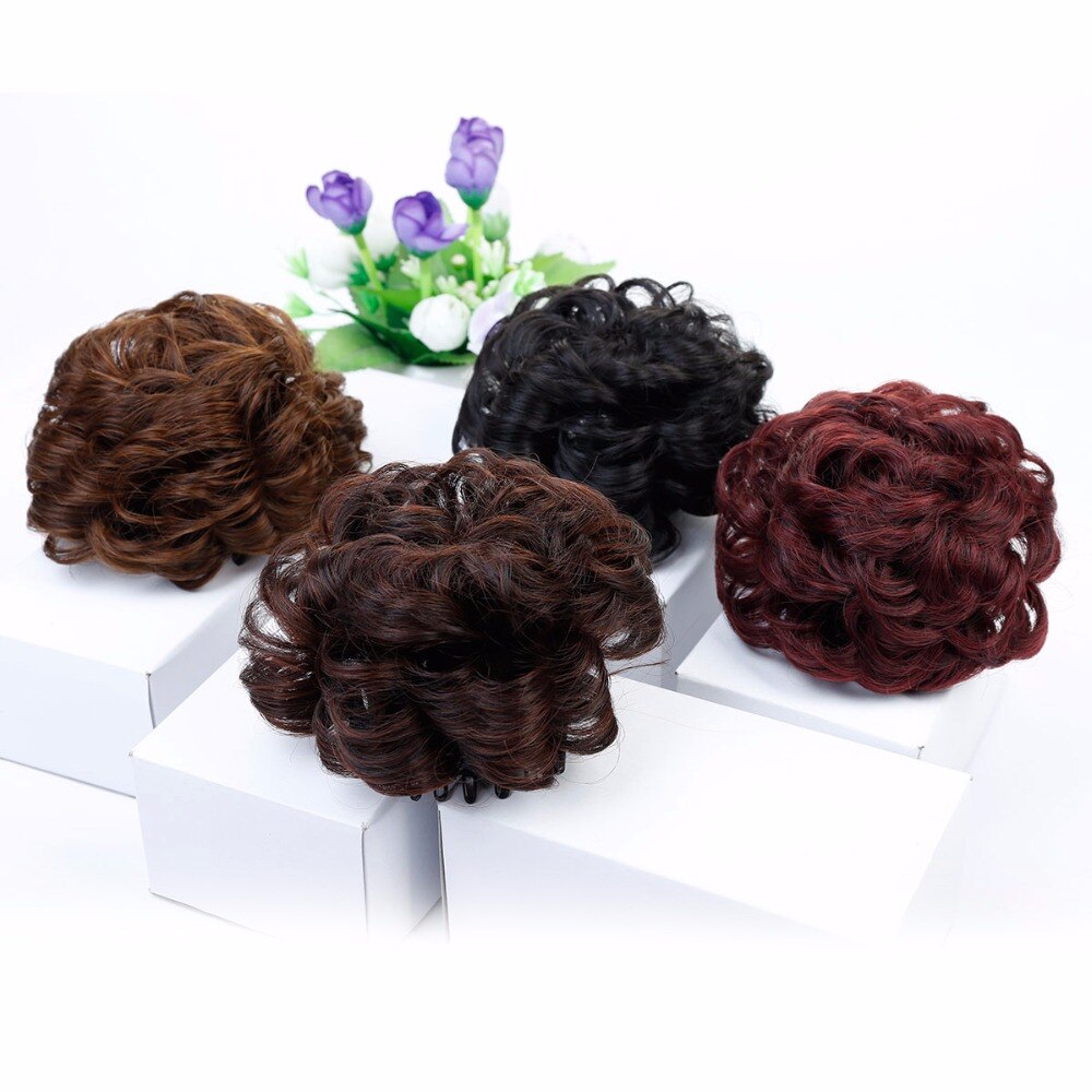 Allaosify kvinders krøllede chignon med varmebestandighed klo snoretræk syntetisk scrunchie wrap hårring hårstykker