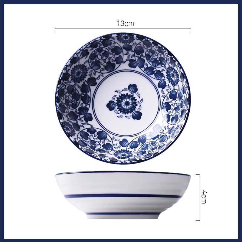 Nytårs salat risskåle keramisk japansk klassisk blå og hvid køkkenudstyr husholdningsrestaurant suppeskål nudel