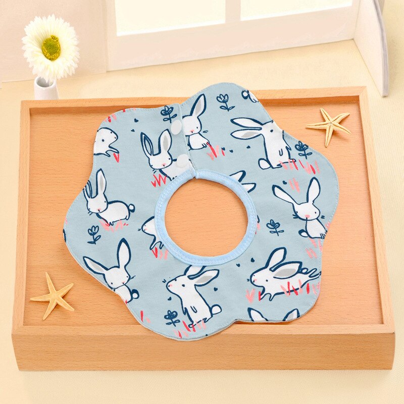 3 Layer Rotating Double Cotton Cartoon Pattern Bibs Baby Feeding Burp Cloths Lovely Flower Style Baby Waterproof Bibs: D