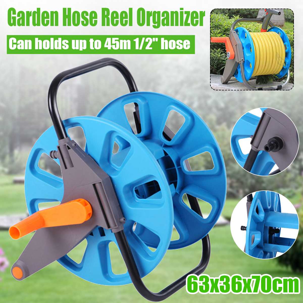 Large Portable Garden Hose Reel Cart Garden Water Pipe Hose Reel Handheld Cart Handy Outdoor Planting Hosepipe Organizer Storage