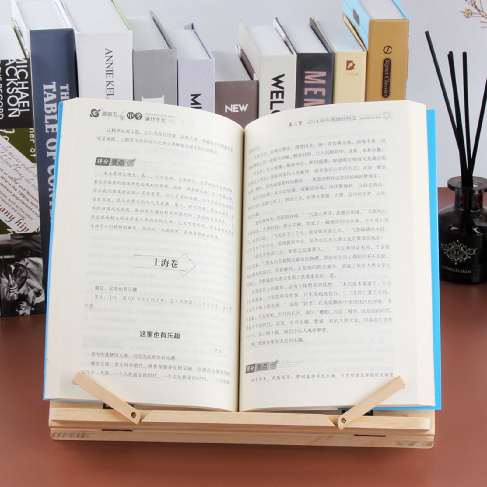 Sujetalibros plegable de madera, soporte para libros de cocina, estante de lectura, soporte para libros de lectura, tableta, PC,