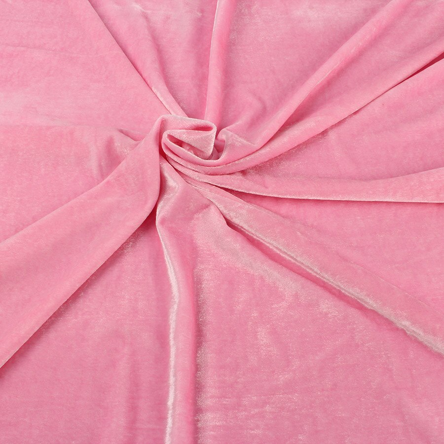 Tissu en velours extensible tricoté de 160cm de large | Tissu en velours Poly élastique de pour combinaison de sport: Pink