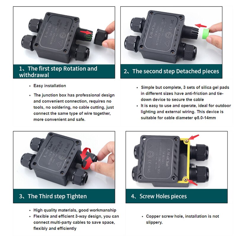 Waterproof Junction Box Electrical Wire Sealed Retardant Outdoor Cable Connector Junction Case for Led Lights Waterproof Box