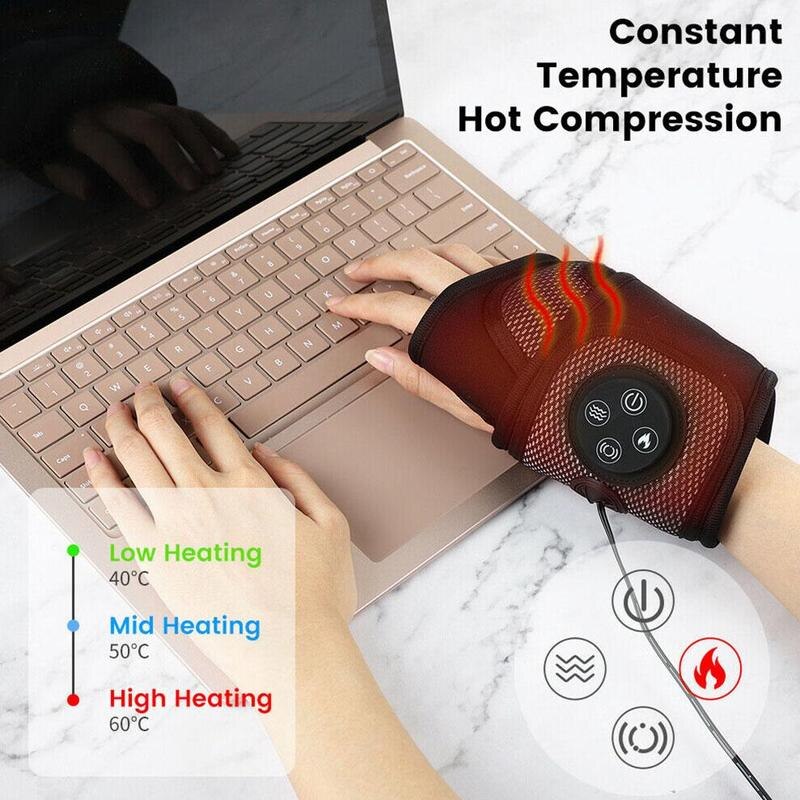 Muñequera eléctrica USB, masajeador de aire de compresión de mano, herramienta de masaje de vibración de calefacción, soporte para muñeca, alivio del dolor de mano