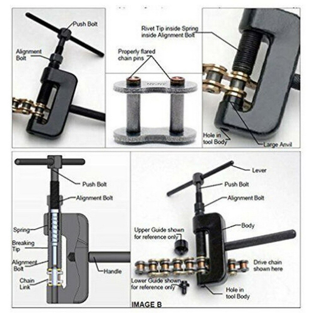 13PC Bicycle Timing Chain Removal Tool Motorcycle Riveting Repair Universal Tool Timing Chain Breaker Set Bicycle Repair Tool