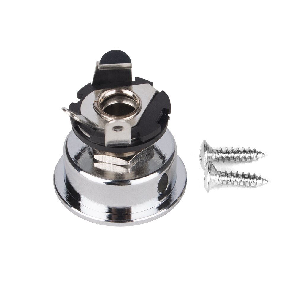 Metal Silver 6.35mm / 1/4" Jack Plug Socket Output Plate For Electric Telecaster Guitar With Mounting Screws