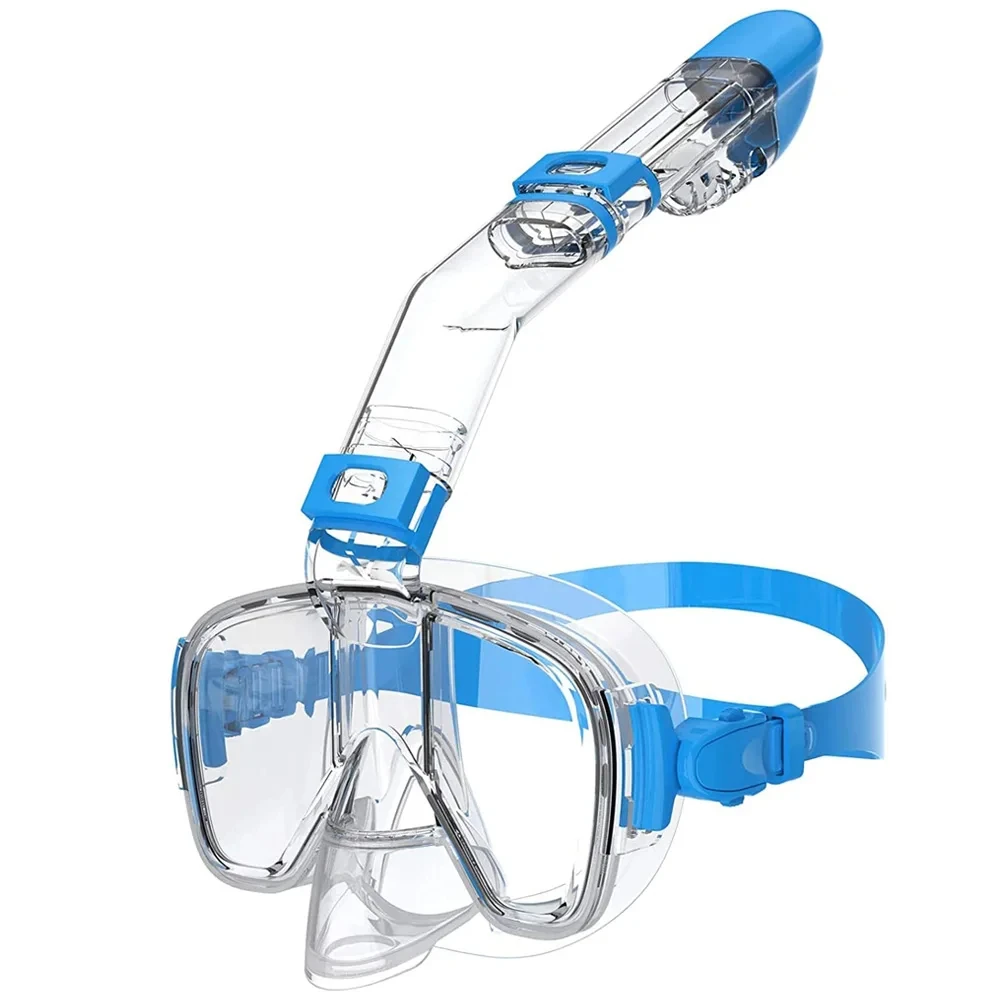 Onderwater snorkelen half gezicht gezicht kinderen zwemmasker set duiken ademhalingsmaskers anti-condens veilige ademhaling voor volwassenen: Blauw / L/Xl