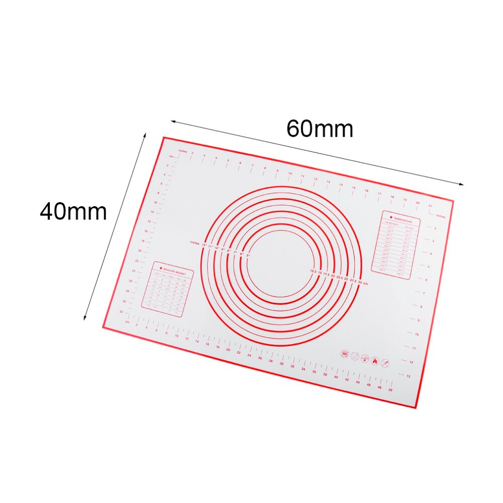 60*40 cm Tafel Siliconen Bakken Matten Deeg Rollen En Snijden Pad Pizza Deeg Fondant Cake Gebak Gereedschap