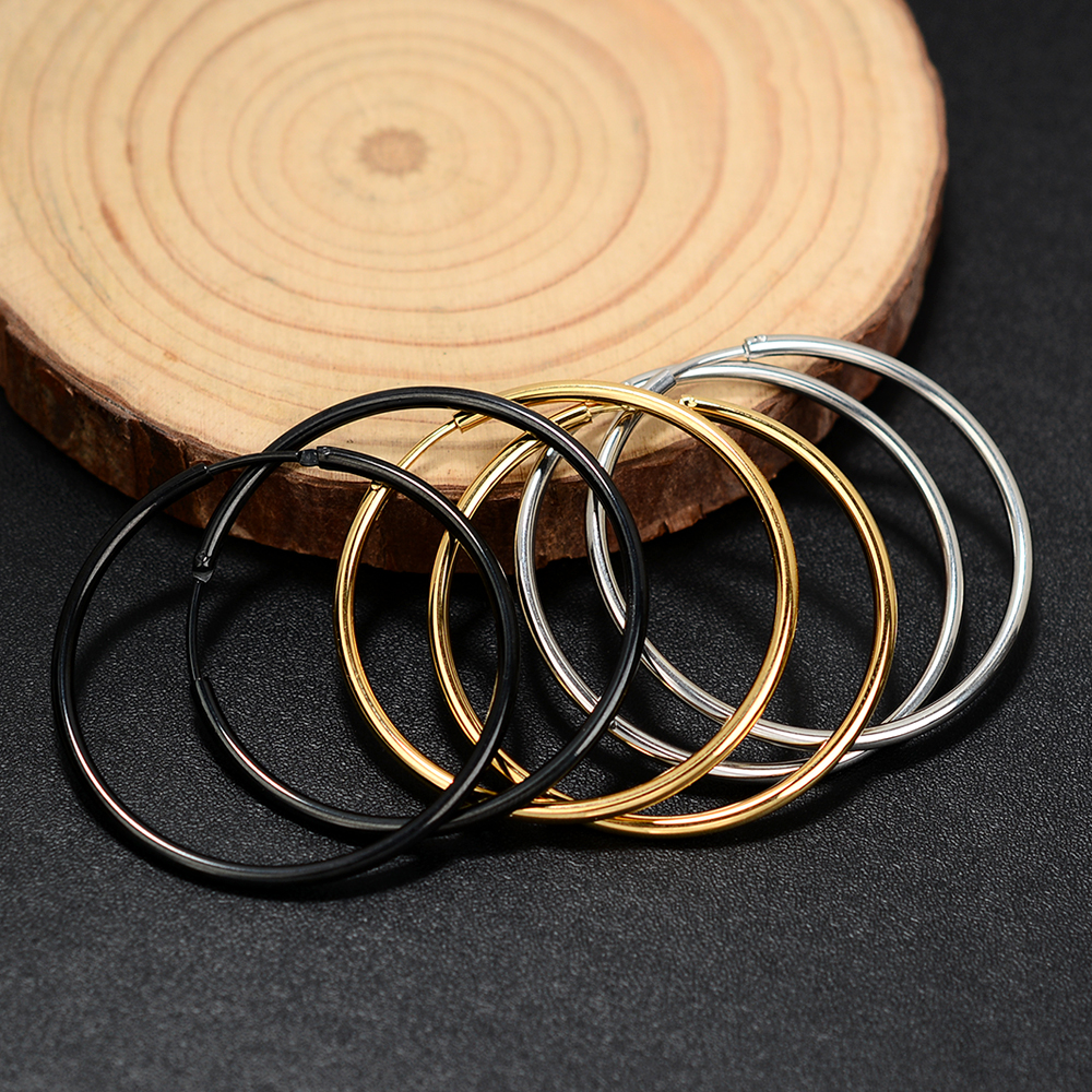 Stainless Steel Oversized Big Hoop Earrings For Women Basketball Brincos Large Round Circle Earrings Hoops Punk Jewelry