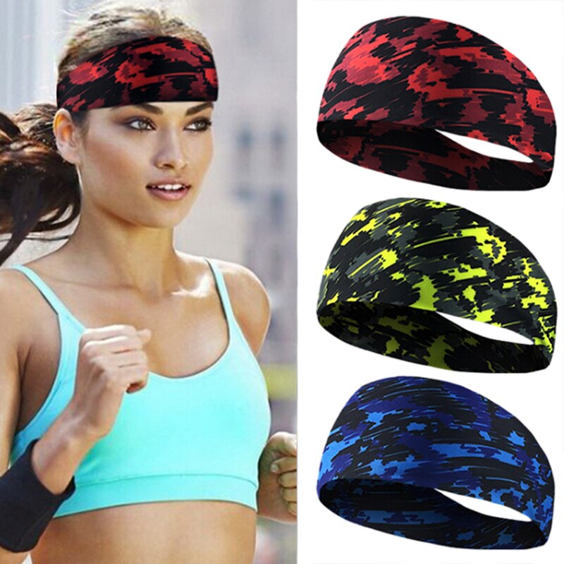 Fietsen sportschool stretch sport haarbanden zweet hoofdband zweetband willekeurige kleur