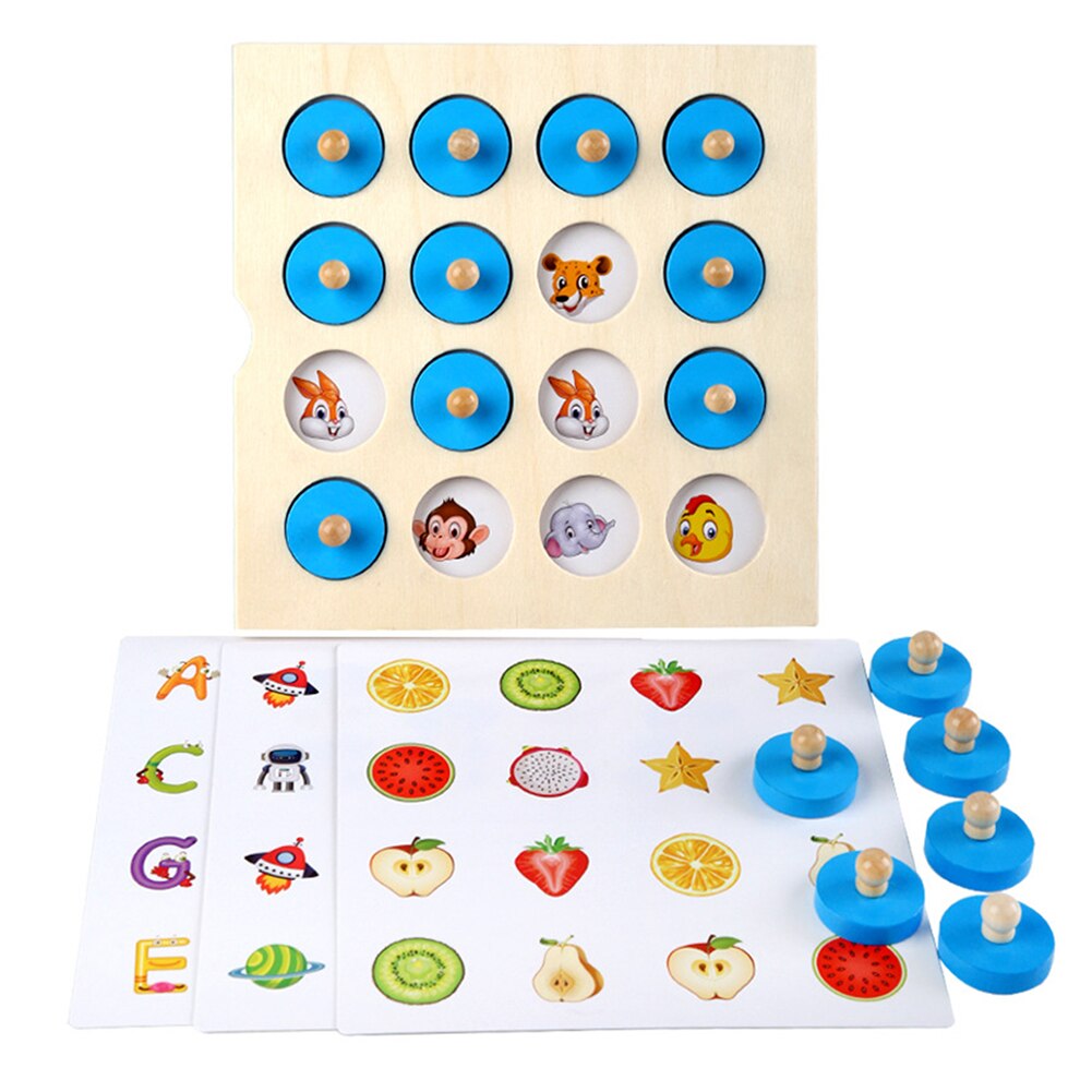 Children Wooden Memory Match Stick Chess Practical Multi-functional Durable Classic Learning Games Board Fun Block Board