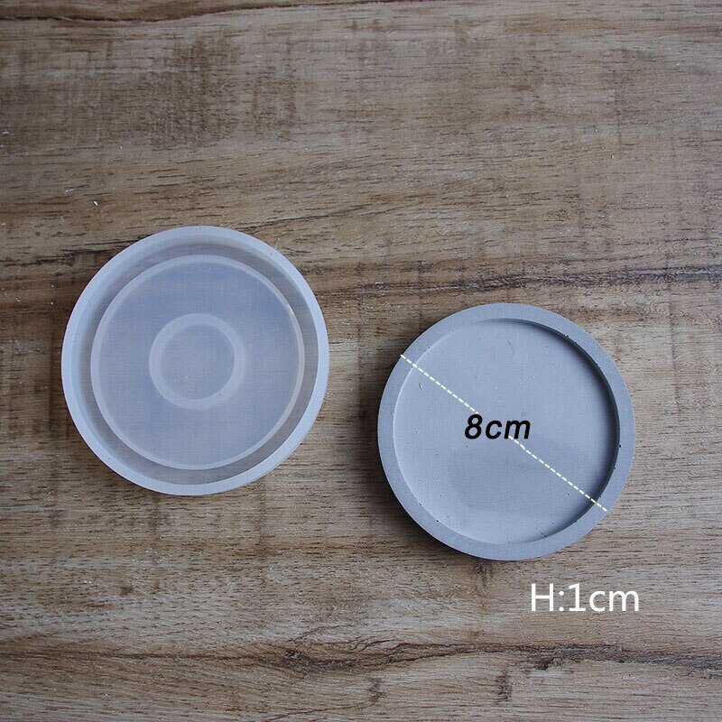 Beton rund bakke form rund base form smykker opbevaringsbakke diy ler epoxy cement bakke silikone form: 8cm runde