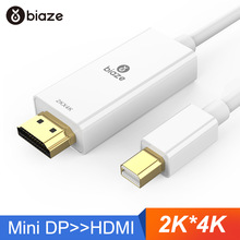Biaze 4 K MINI Displayport DP naar HDMI Adapter 1.8 M 3 M Display Port Converter Voor Laptop Projector Displayport naar HDMI Thunderbolt