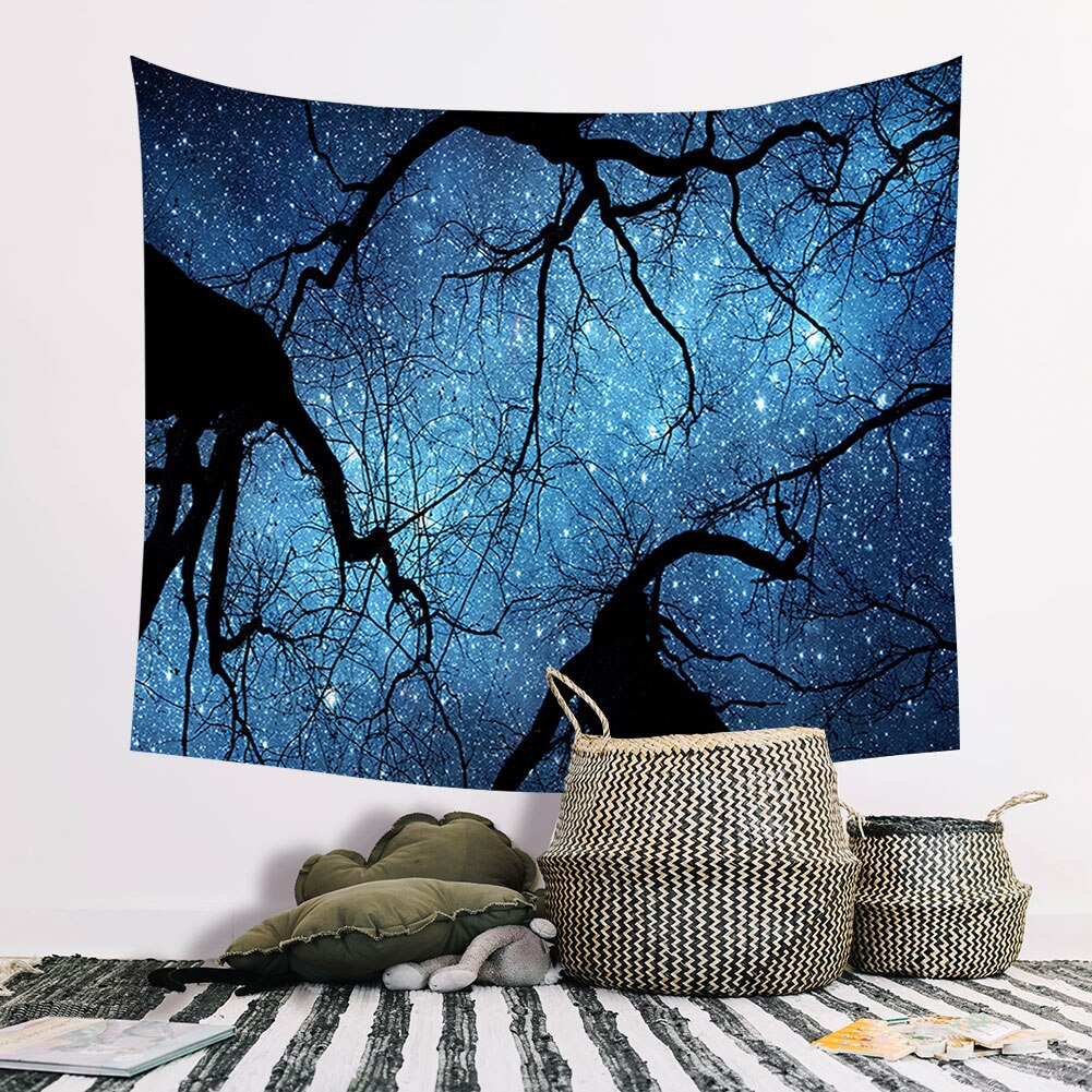 Tapisserie arbre forêt étoile ciel tournesol tenture murale tapisserie tapis toile de fond décor mur tissu tapisseries macramé