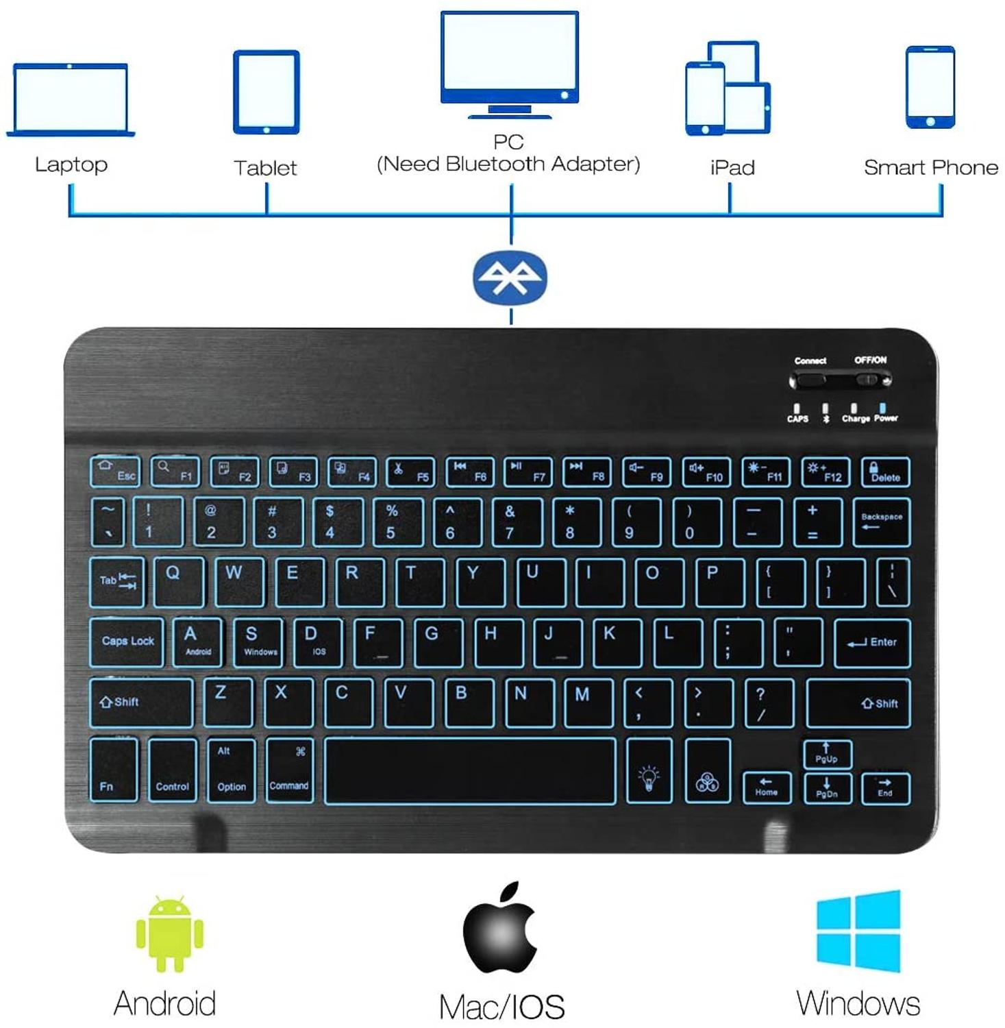 10 Inch Ultradunne (4Mm) draagbare Draadloze Bluetooth Toetsenbord Backlight Toetsenbord Voor Android/Ios/Windows/Tablet