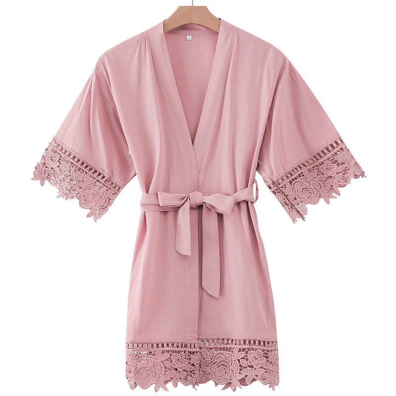 Cotton Flower Girl Robes Rayon Floral Lace Trim Robes Bridal Kids Size Kimono Robes Party Robe Girl Bridesmaid Gold Print: mauve flower girl / kids size(age 5-10)