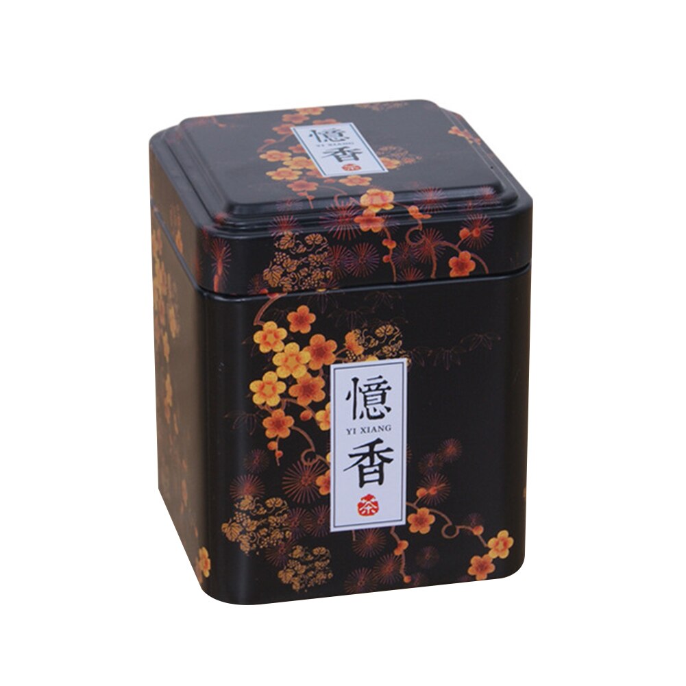 Mini Tin Storage Box Small Coffee Tea Caddy Storage Jar Square Sealed Tea Leaves Iron Packing Box Chinese Style Container Cans: C