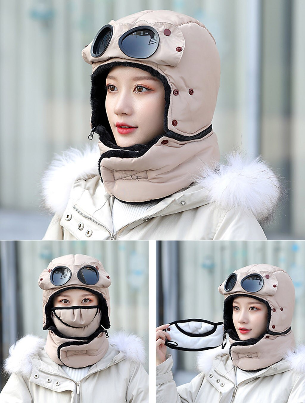 Winter Balaclava Beanie Hat Female For Women Men Face Mask Bonnet Windproof Thick Warm Snow Ski Winter Hat Cap Earflap#g30