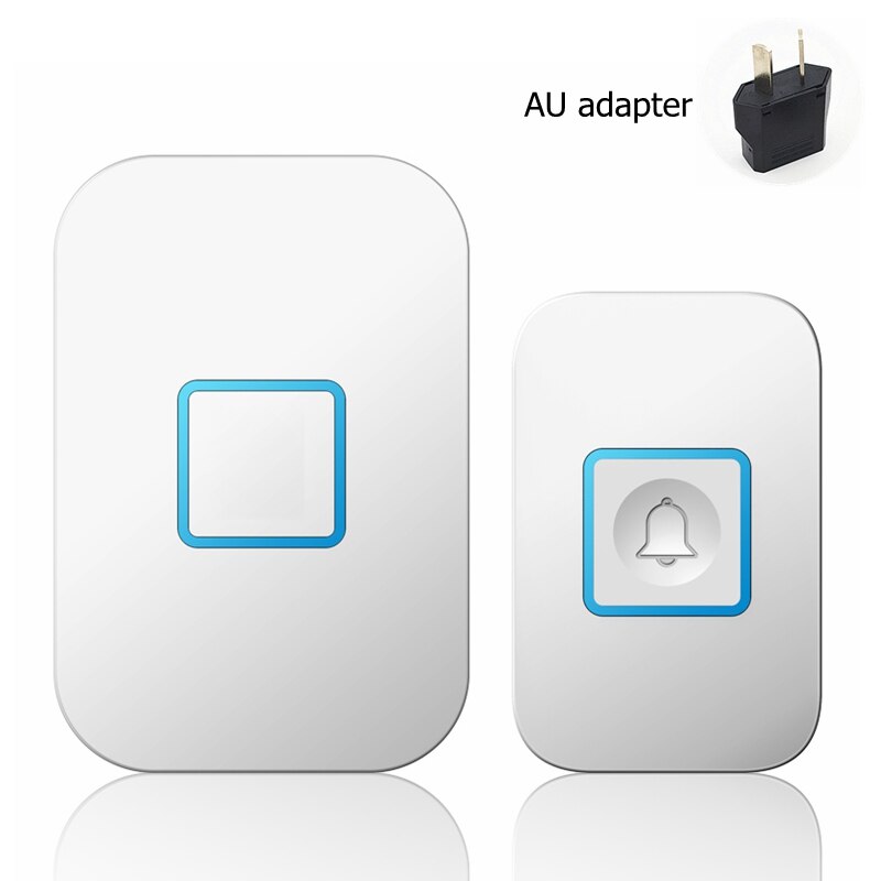 Smart Home Wireless Waterproof Doorbell 300M Remote 1 Button 1 2 Receiver US EU UK Plug Intelligent LED Light Door Bell 60 Chime: white 1x1 AU
