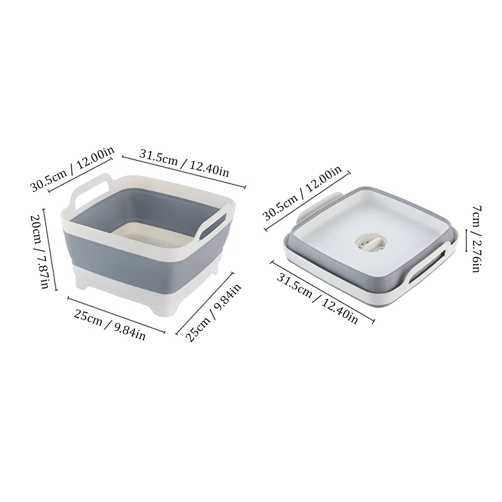 Bassin de lavage pliable en Silicone, avec bouchon de vidange, poignées de transport, égouttoir d'évier, passoire de Camping # T2G