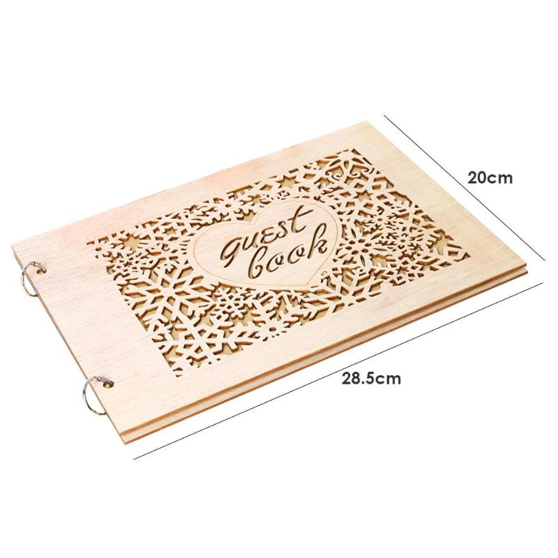 Signature Guest Book Sweet Wooden Party Decoration Set Love Heart Hollow Cut Memory Book Wedding Supplies 20 Inside Pages: Default Title