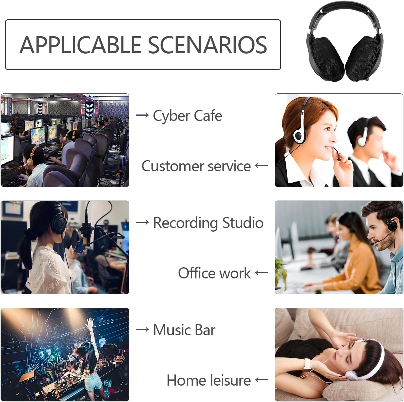 100 Uds. Cubierta sanitaria no tejida para auriculares, cubiertas desechables, funda sanitaria para auriculares, fundas de tela para auriculares, funda para almohadillas para los oídos