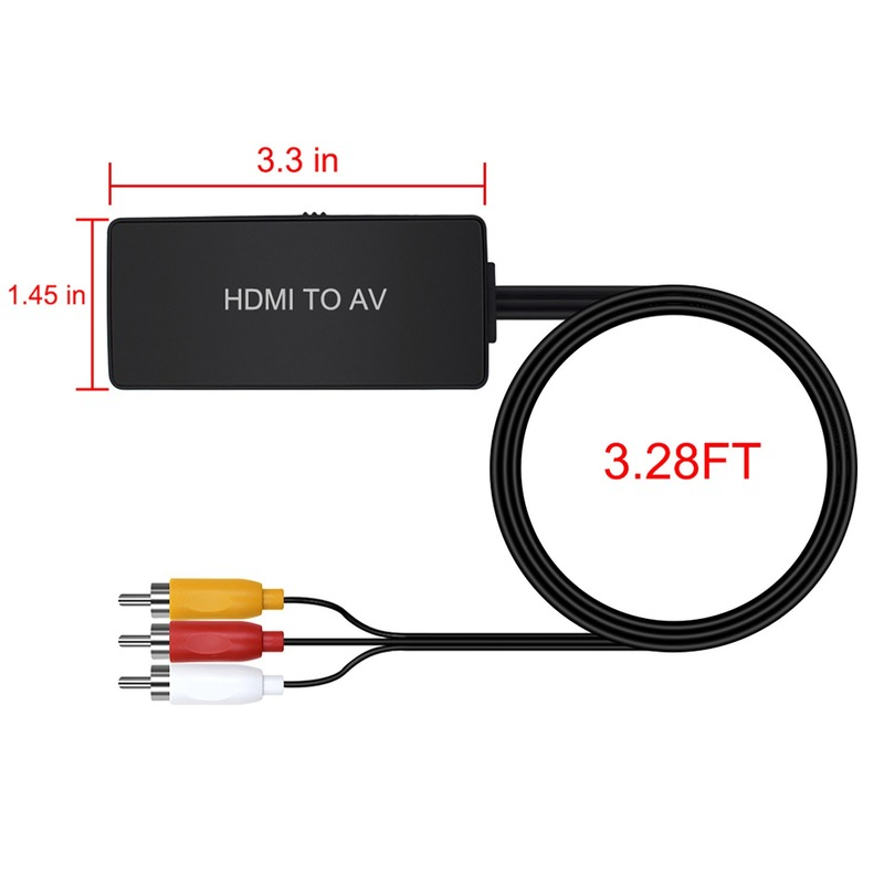 HDMI To CVBS Converter Docking Station HDMI To AV 3RCA CVBs Video Audio Adapter for TV Stick Roku Apple TV PC Laptop Xbox HDTV