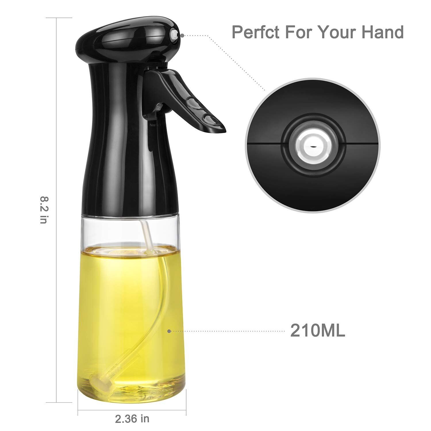 Oliesprøjte til madlavning, fødevaregodkendt olivenoliesprøjte  , 210ml premium olieflaske, der er meget brugt til airfryer bbq bagning camping