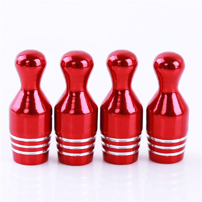 4 stk aluminium bullet bil lastebil deksel bowling dekk felg ventil hjulstamme caps bil-styling dekk cap: Rød