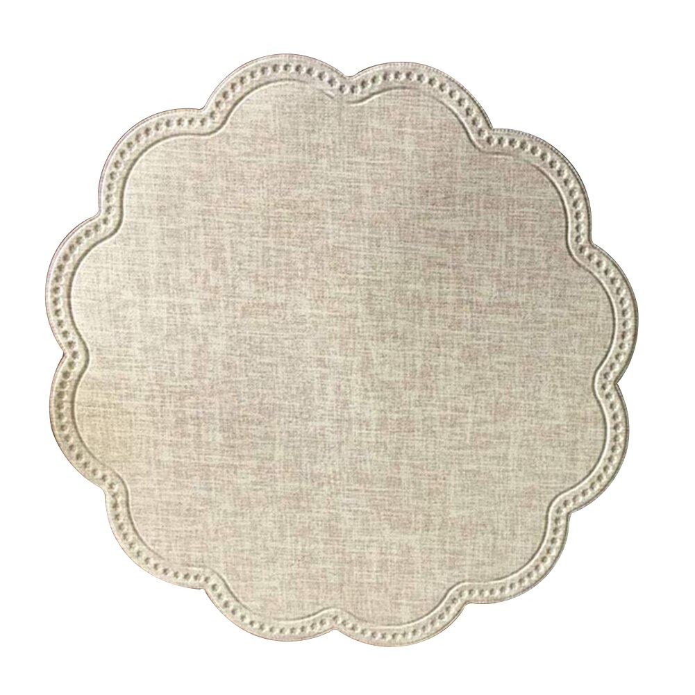 4 Stuks Warmte-isolatie Non Slip Moderne Pu Lederen Servies Waterdichte Placemats Eetkamer Ronde Wasbare Thuis Placemats: Beige