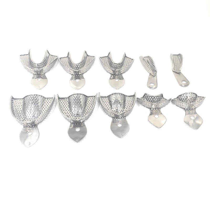 Dental Metal Impression Trays Stainless Steel Impression Tray With Holes Quarter ,Anterior, Small, Medium,Large