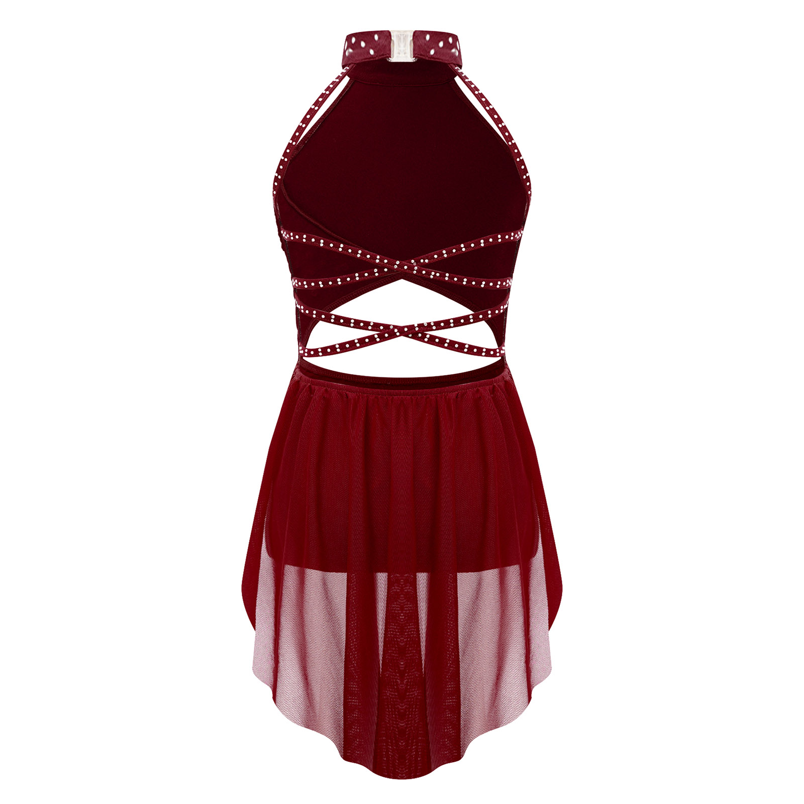 Kinderen Meisjes Ballet Turnpakje Jurk voor Lyrische Jazz Latin Dans Kostuum Backless Gymnastiek Jurk met Flowy Rok Stage Dancewear
