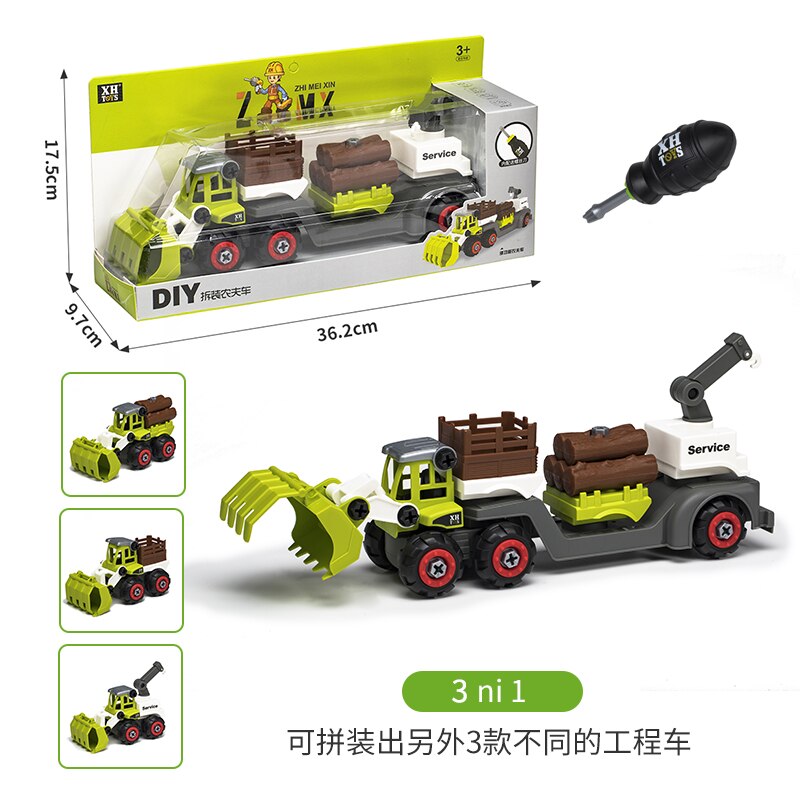 3D Puzzle Nut Disassembly Unloading Engineering Truck Excavator Bulldozer Child Screw Boy Tool Education Toy Car Model