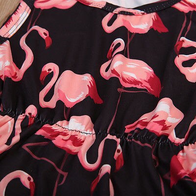 Mameluco de flamenco, conjunto de ropa de verano para 2 Uds., ropa de verano para bebé con diadema, Body para bebé, traje para niñas recién nacidas sin mangas