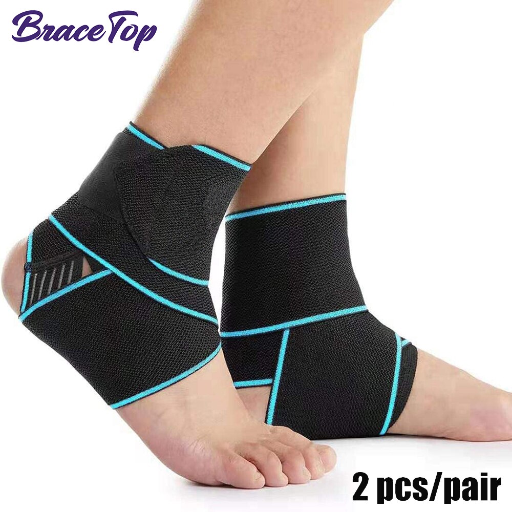 BraceTop 1 Paar Sport Knöchel Gurt Druck Knöchel Unterstützung Fitnessstudio Basketball Volleyball Badminton Tanzen Knöchel befestigen Schutz: 1 Paar - Blau