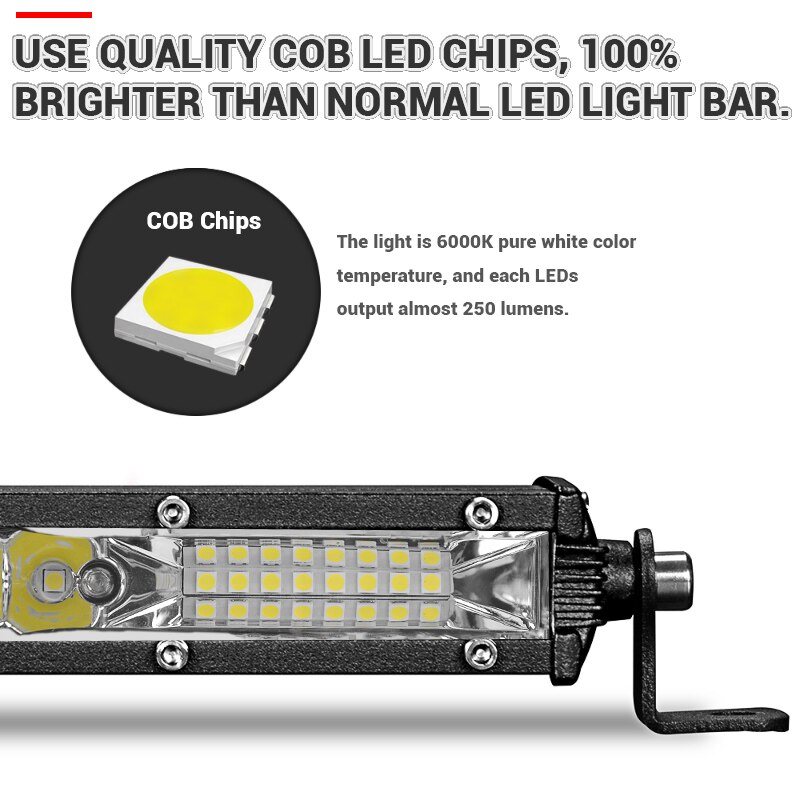 DERI Straight Slim LED Light Bar Single Row 10inch 80W For 4WD SUV ATV 4X4 Off Road LED Work Light Lamp with wire barre led