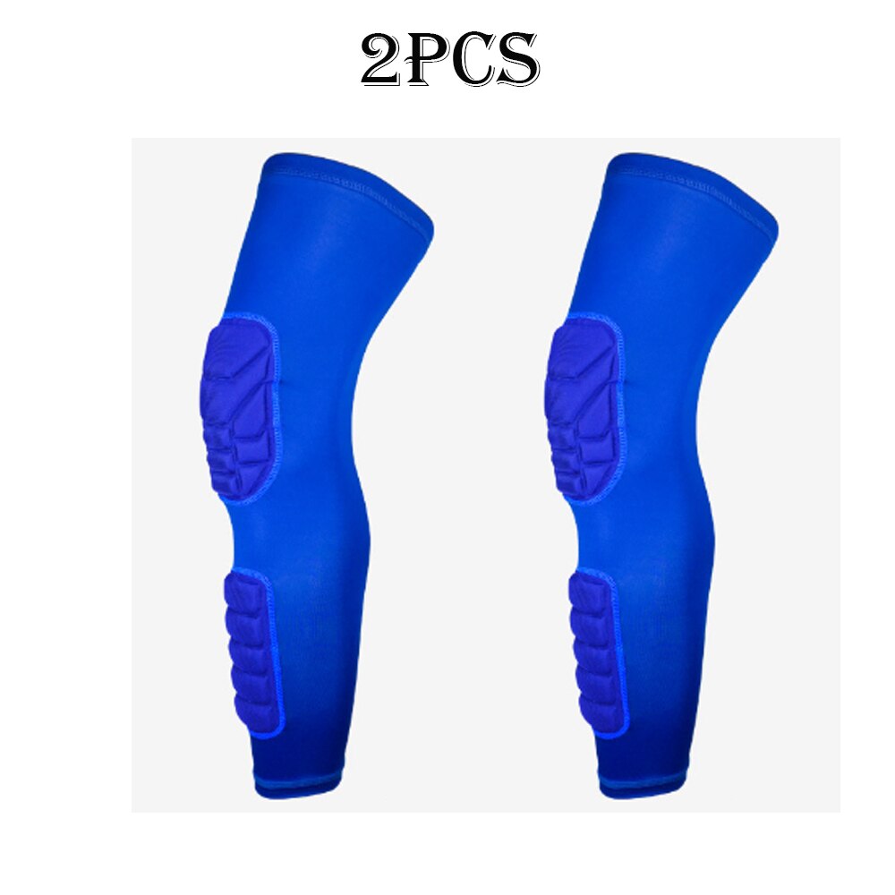 Professionele voetbal scheenbeschermers beschermer voetbal honingraat anti-crash been kuit compressie hoes fietsen hardlopen sport kniebeschermers: Blauw / Xl
