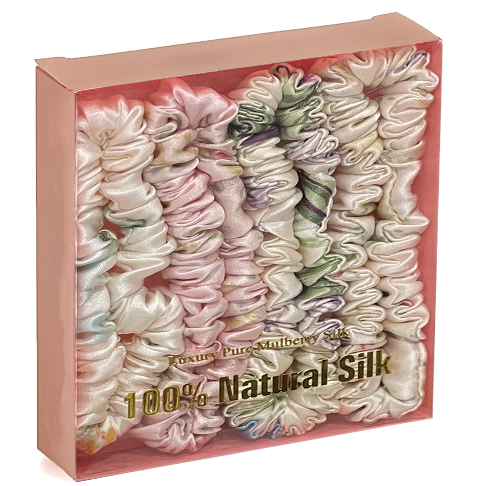 3/4Pcs Box Moerbei Zijde Haar Chouchou Handgemaakte Haarbanden Vrouwen Meisje Haaraccessoires Pure Kleur Natuurlijke hairties