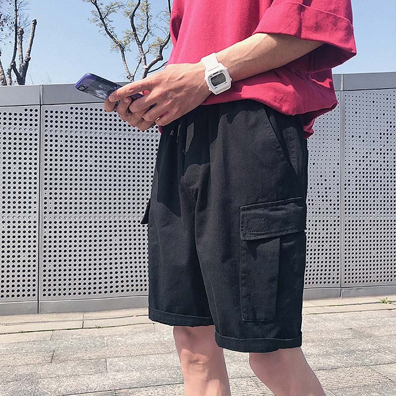 Pantalones cortos holgados de algodón para hombre y adolescente, shorts de cintura elástica para senderismo, camping y escalada, para exteriores, verano